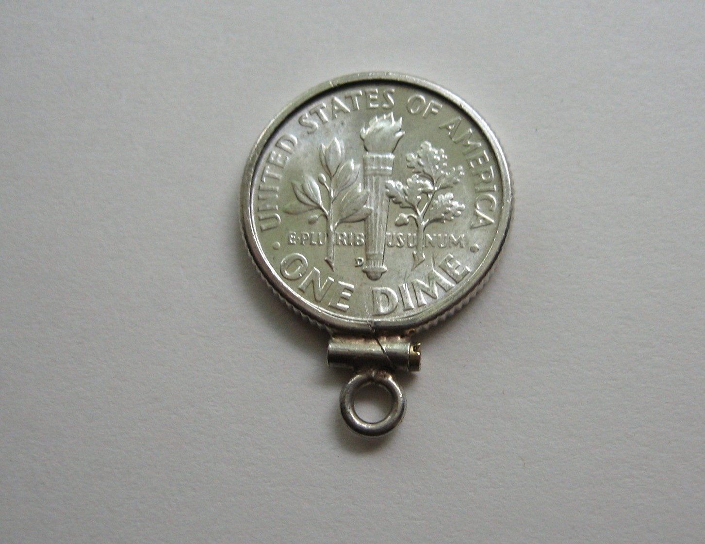 BU 1955 -D Roosevelt Dime 90% Silver Coin in Sterling Bezel Charm Pendant