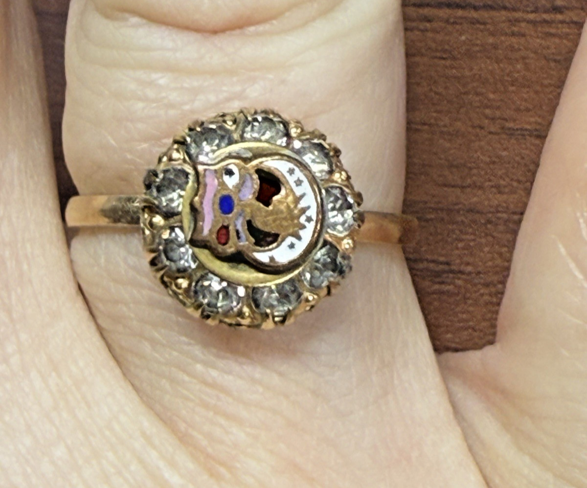 Victorian Gold-Filled Clark & Coombs Daughters of Rebekah Fraternal Ring Antique