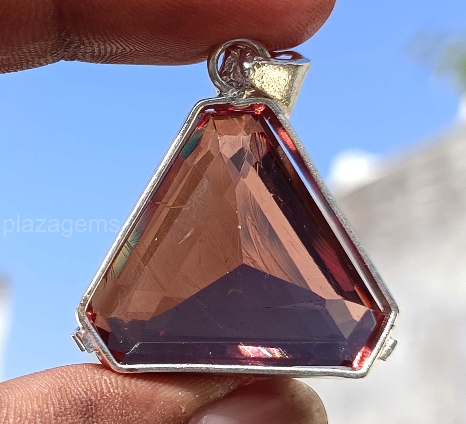 89.70 Ct Color-Change Alexandrite Pendant | Fancy Cut 39x29mm + 925 Chain 5SDR