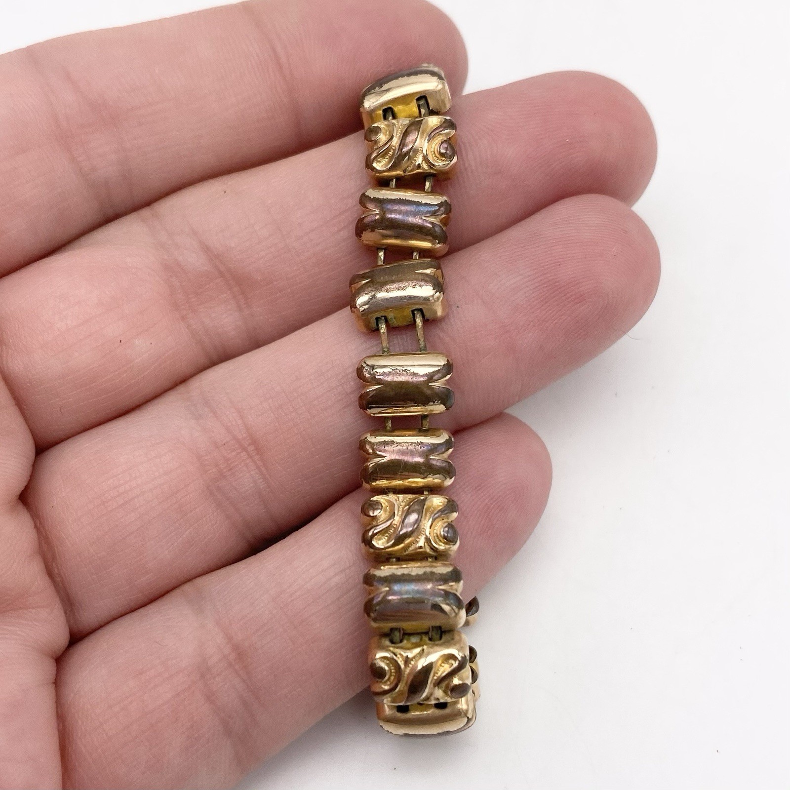 Antique Victorian Sweetheart Expansion Bracelet GF Purple Cab Childs Size Read