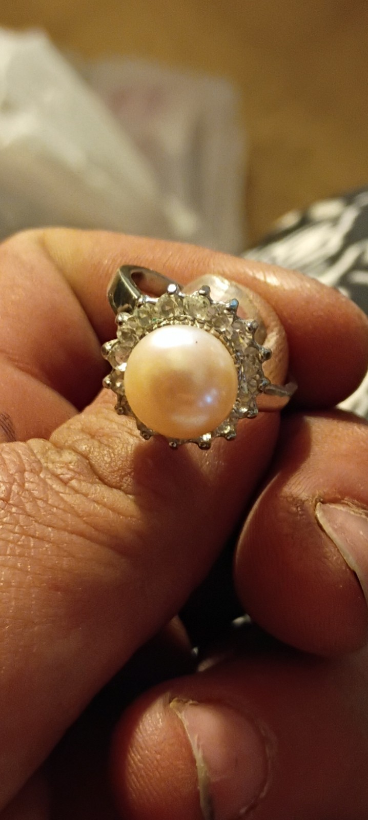 Vintage Freshwater Pearl Necklace 17″ & 18KGP Pearl Ring Size 9 Jewelry Lot