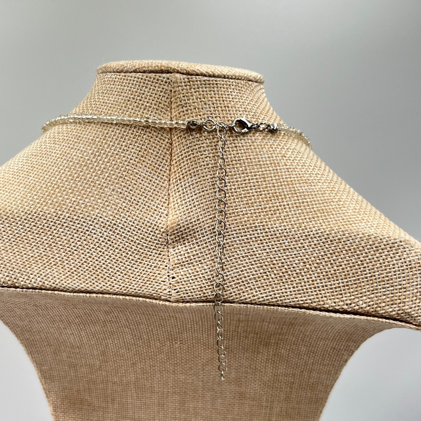 Vintage Earthy Seed Bead & Shell Chip Necklace Cream Amber Tone Boho Strand