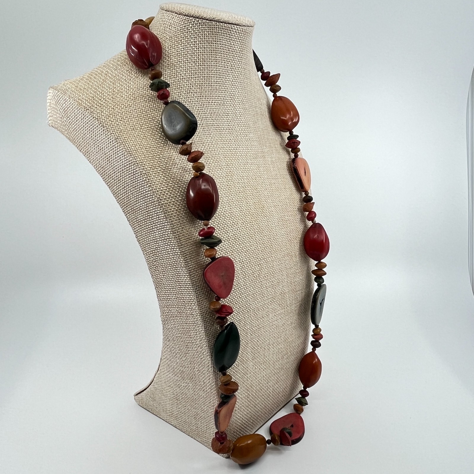Large Tagua Nut Vegetable Ivory Necklace Boho Statement Earthy Organic Jewelry
