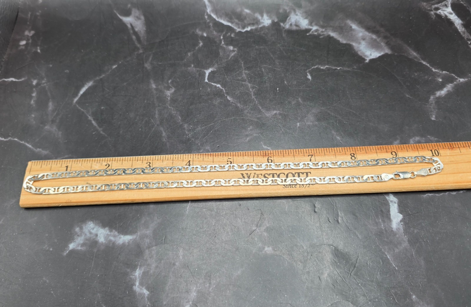 Vtg 1970s Italian 925 Sterling Silver Mariner Anchor Flat Link Chain