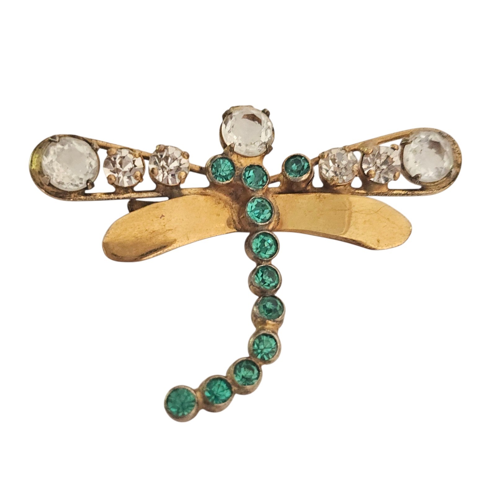 ADELE SIMPSON Dragonfly Turquoise Clear Austrian Open Back Rhinestone Brooch