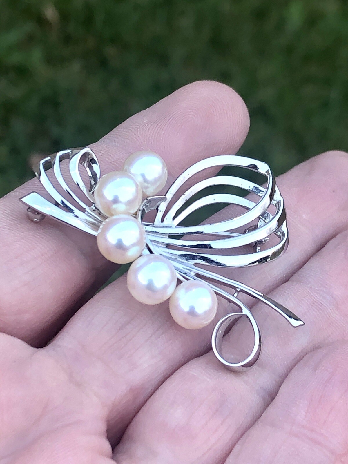 Mikimoto 5 Genuine Akoya Pearl 6.8mm JAPAN Pin Brooch 6.5g Imperial