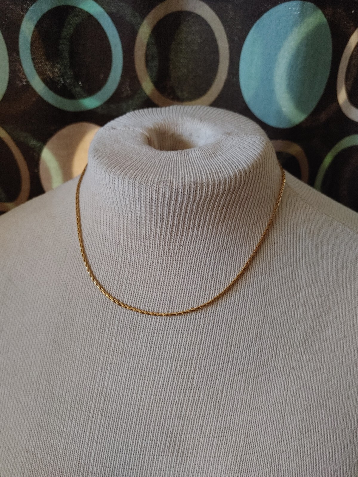 Vintage Necklace Chain gold plate metal marked 24kgl 2mm Byzantine 17 3/4″