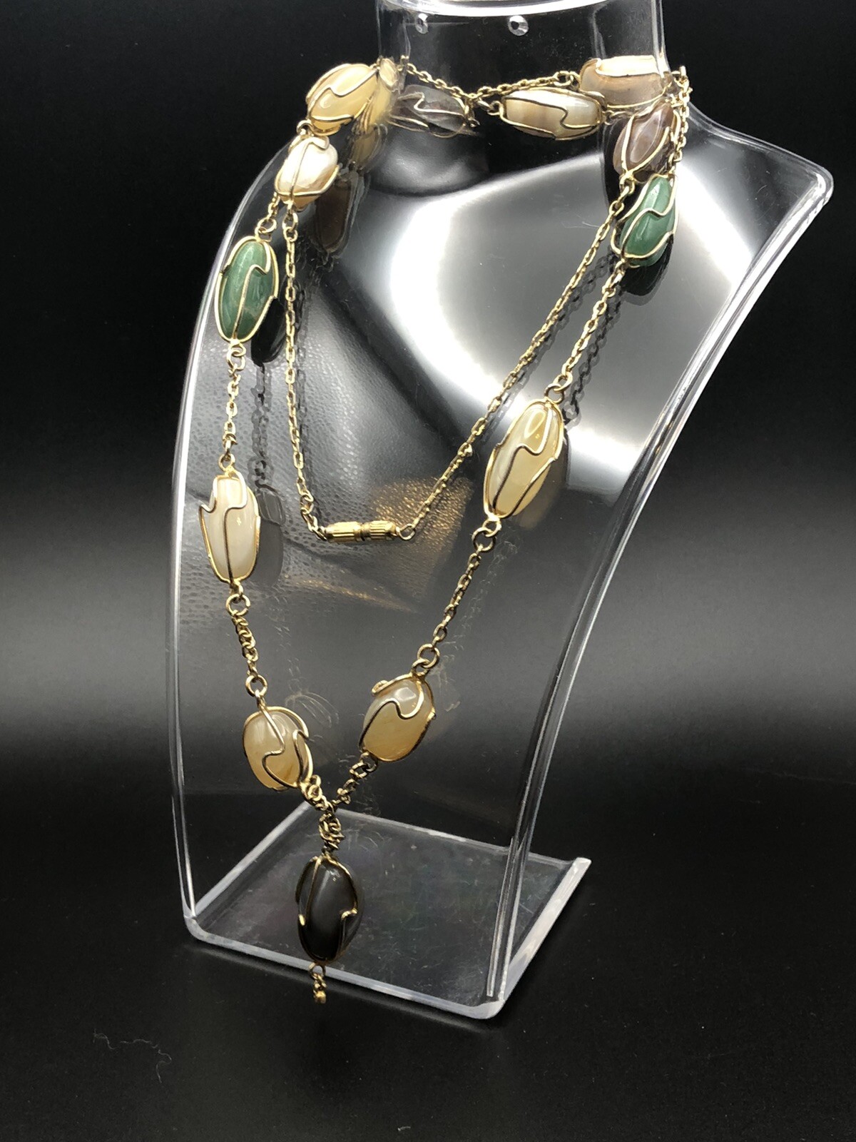 Artisan Wire-Wrapped Gemstone Necklace – 17” Earth Tones
