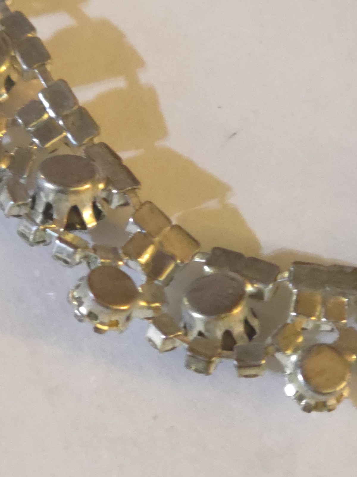 Vintage Rhinestone black clear tennis necklace 18″