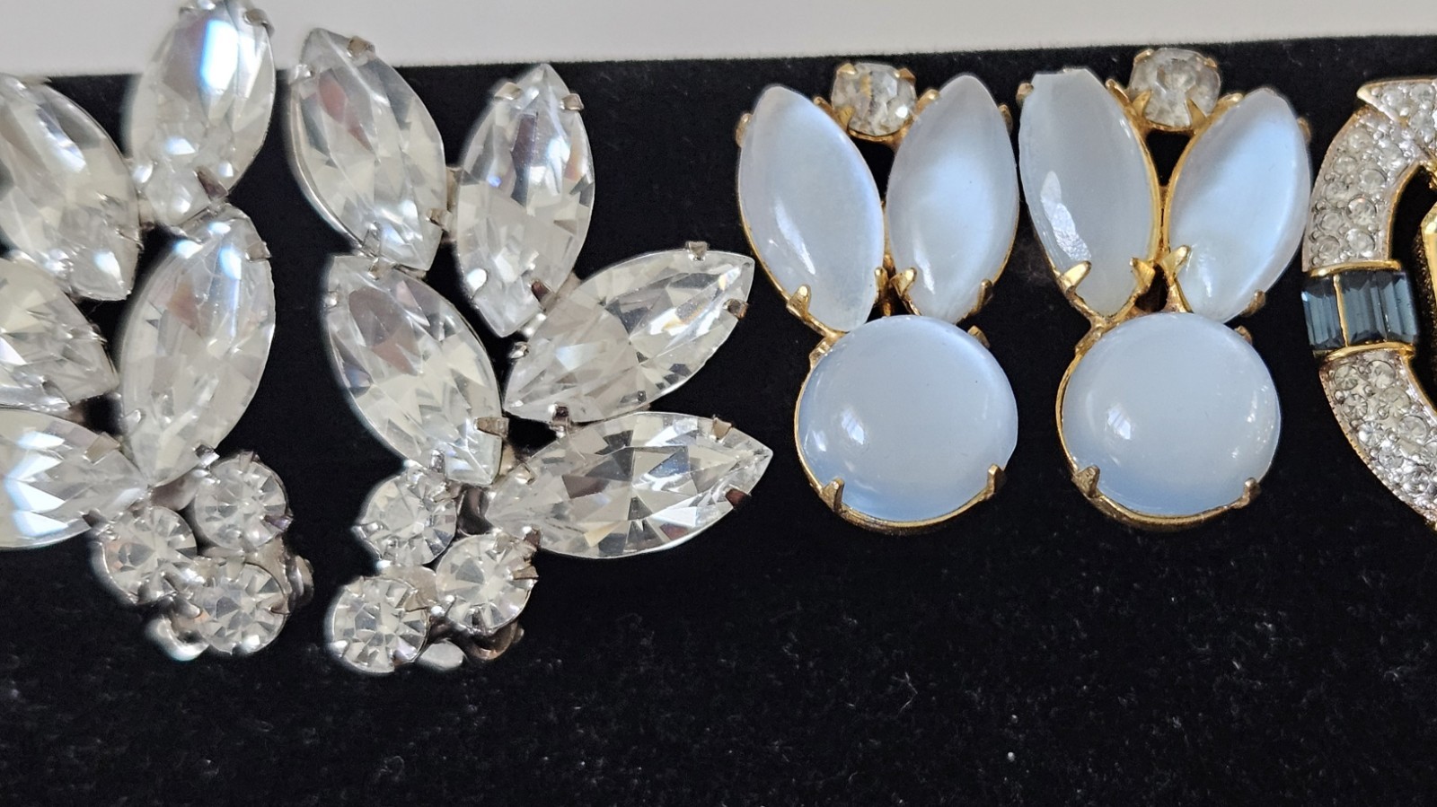 Stunning Lot Clip-On & Screwback Rhinestone Earrings High Quality 50s-80s
