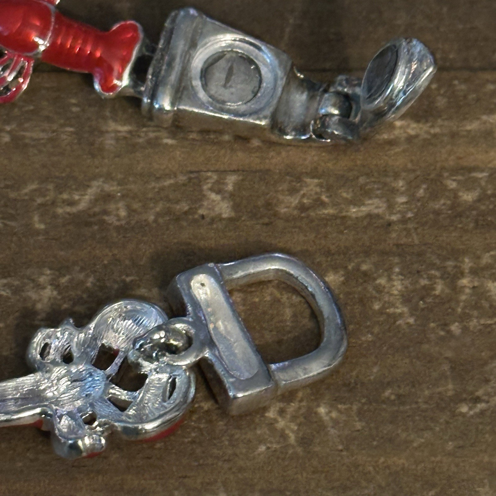 Vintage red lobster link bracelet
