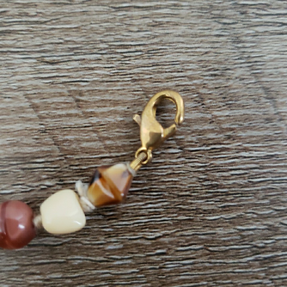 VTG Multi Polished Gemstone Necklace 16.5″ Knotted Faceted Glass Agate