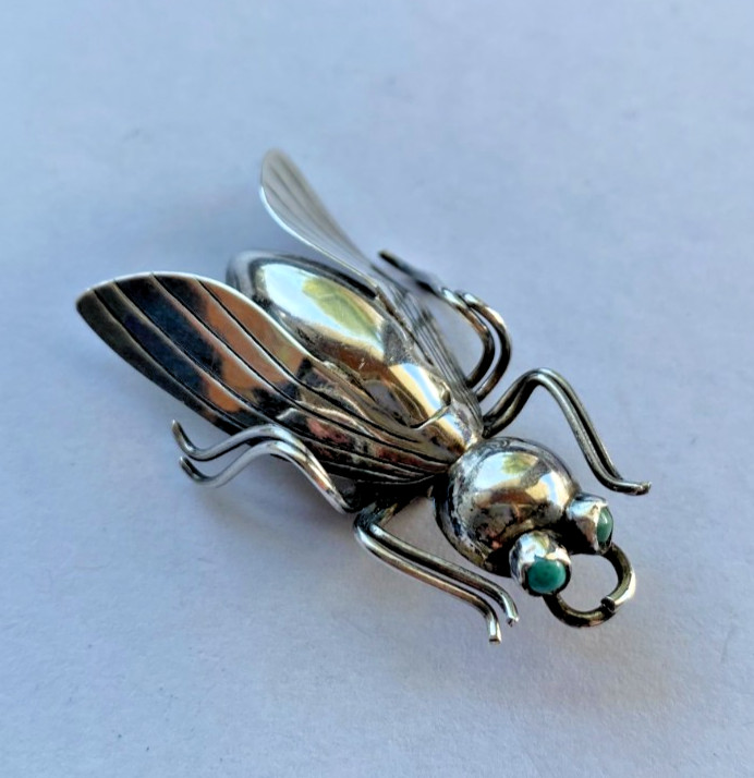 Vintage Sterling Silver Signed Taxco 925 Insect Bug Pin Brooch 1.75 Inches Long