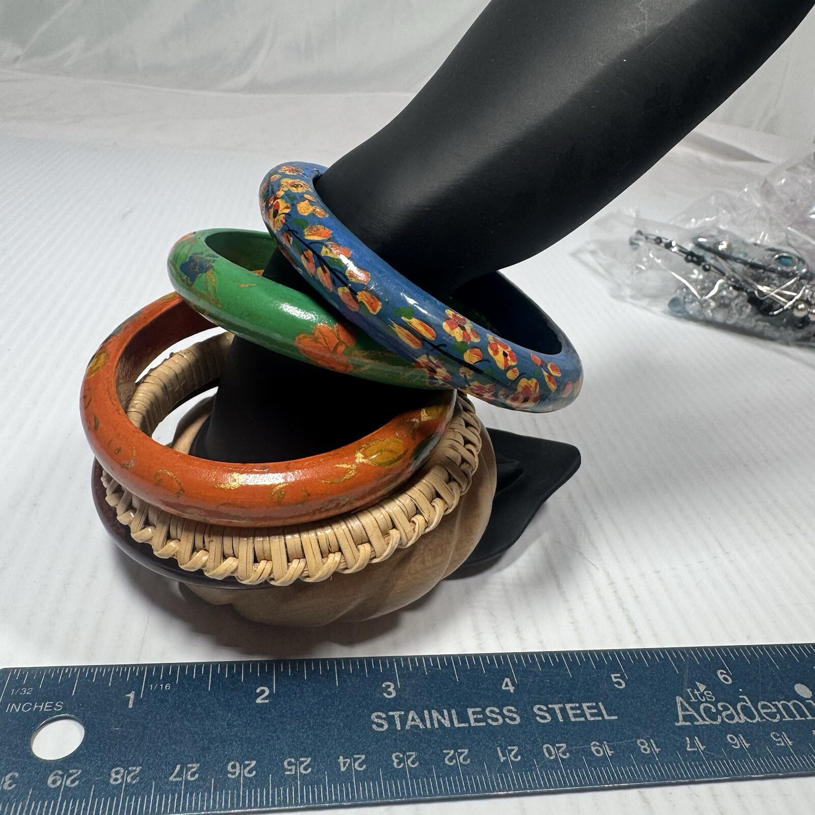 Lot of 6 Wood Bangle Bracelets Vintage Every Day Wear Collectible Natural Materi