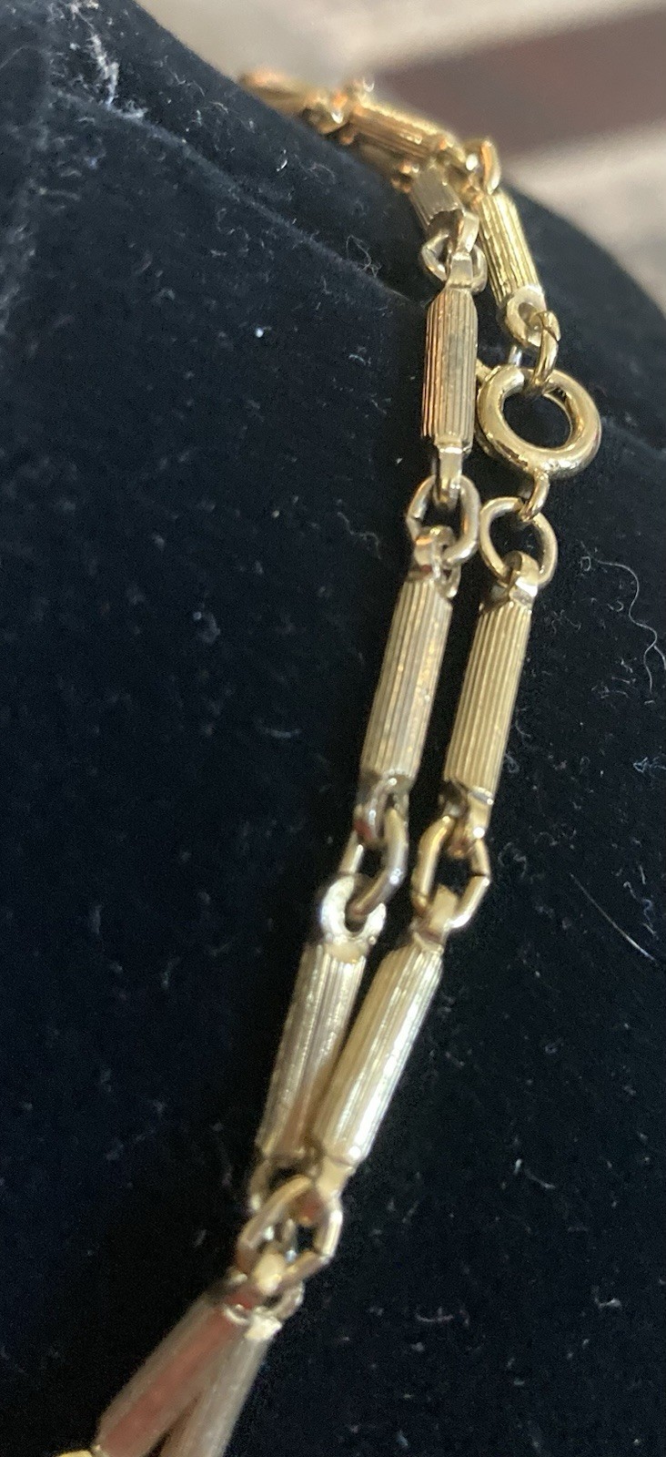 Vintage 34” Long Coins GoldTone Patterned Links Necklace The Bank Of Korea 1967