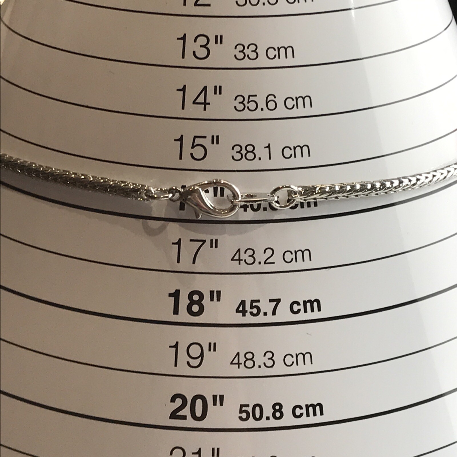 Vintage 3 mm Silver tone 16″ Spiga / Wheat Chain Necklace