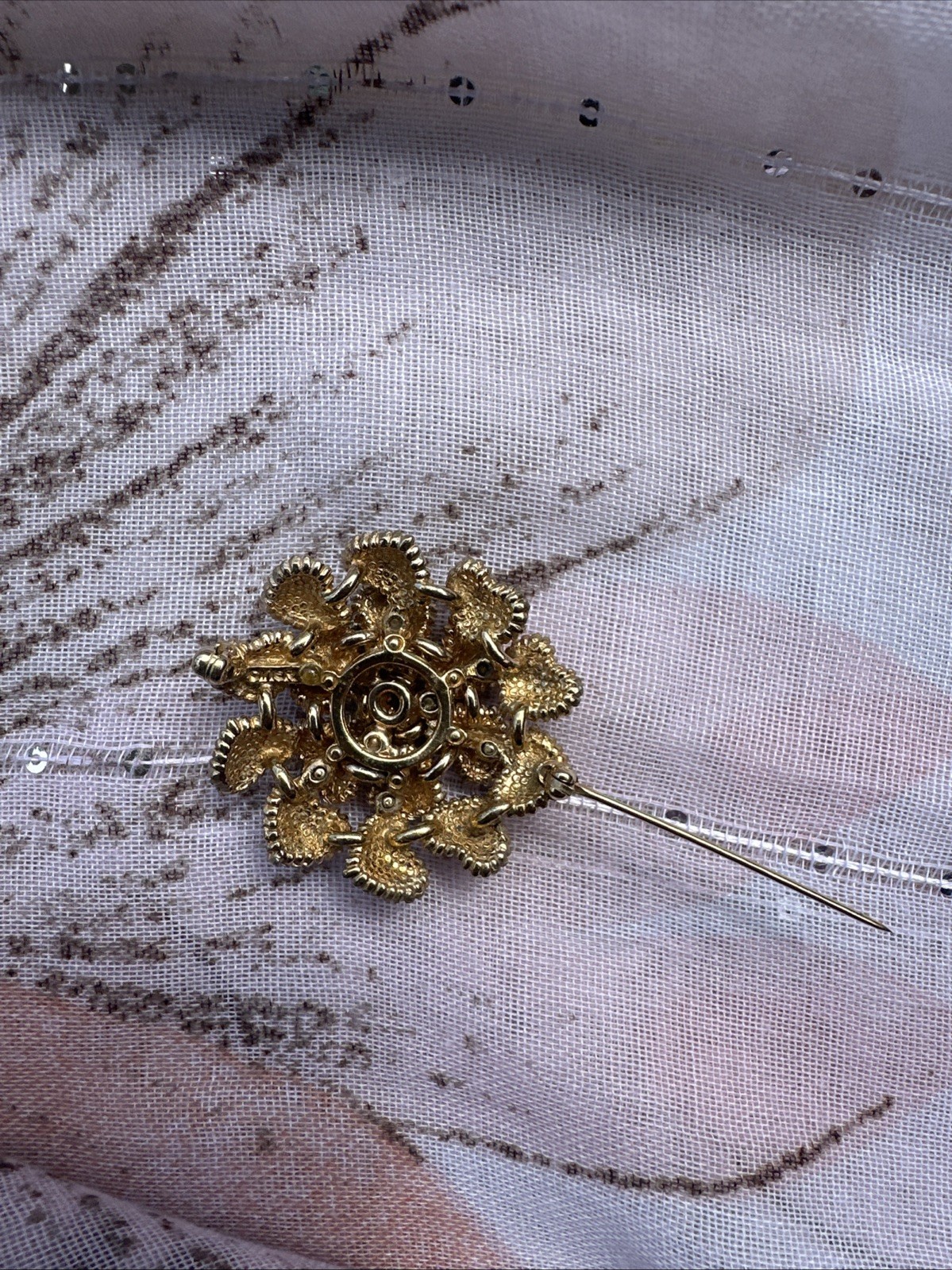 VTG Ciner Signed Rhinestone Hearts Brooch Pin Gold Tone Bling!