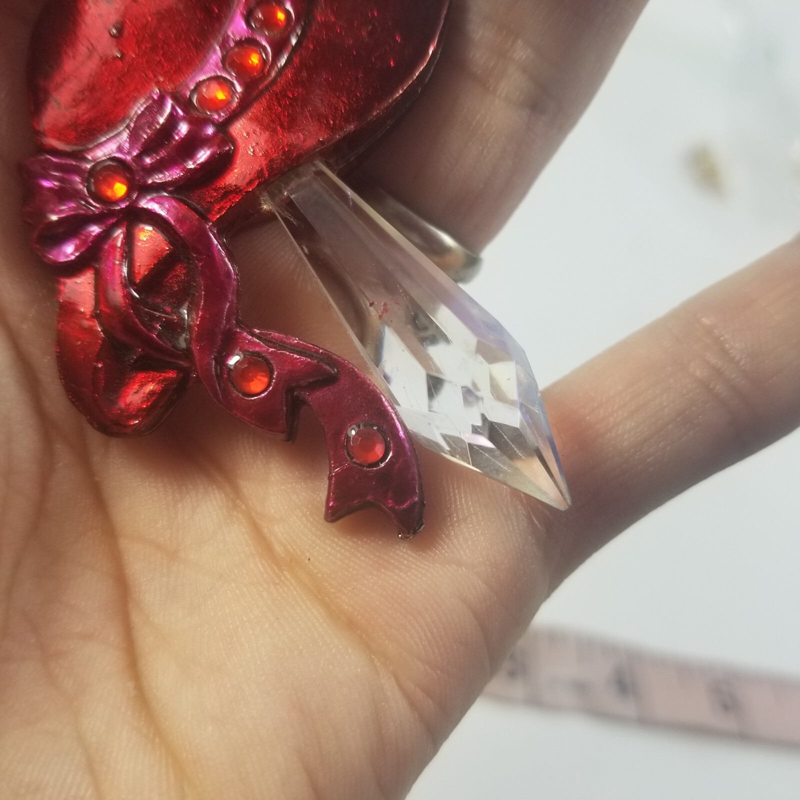 Red Hat Society Vintage Pendant Rhinestones Purple Bow