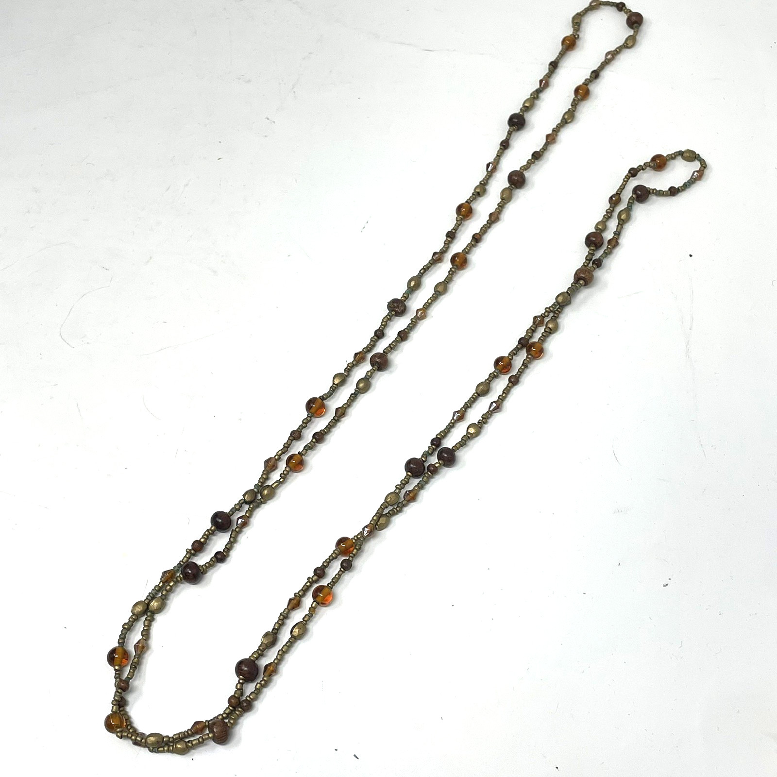 Vintage Estate Necklace Bracelet Lot 23 Brown Tones Mixed Ethnic Moonstone Beads