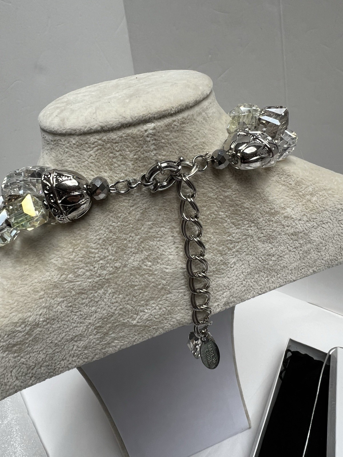 Vintage Ali Khan 3 Strand Square Bead Necklace 18” Yellow Topaz Clear Gift Box