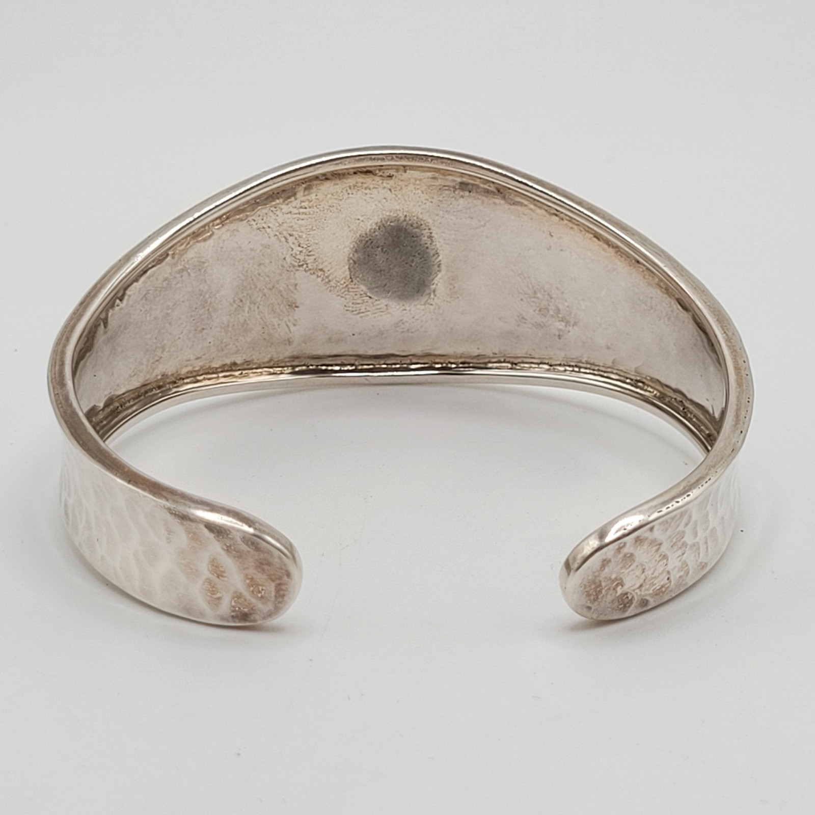 ATI Mexico 925 Sterling Silver Hammered Recessed Wave Cuff Vtg Bracelet 19 Grams