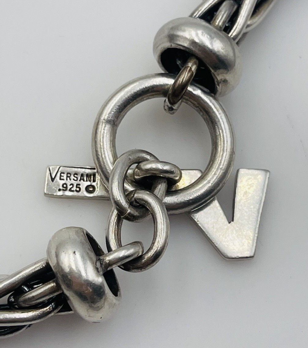 Versani Vintage Sterling Silver Spiga Wheat Chain Toggle Necklace 20″