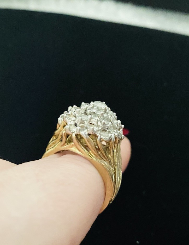 Vintage Sterling Silver Cluster Floral Bouquet Cocktail Size 7.5 Ring 9.56grams