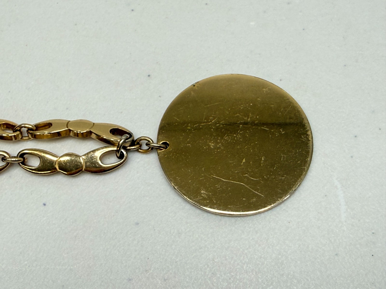 Vintage Signed Monet Round Pendant Necklace Gold Tone Choker 13-16 inch Chain