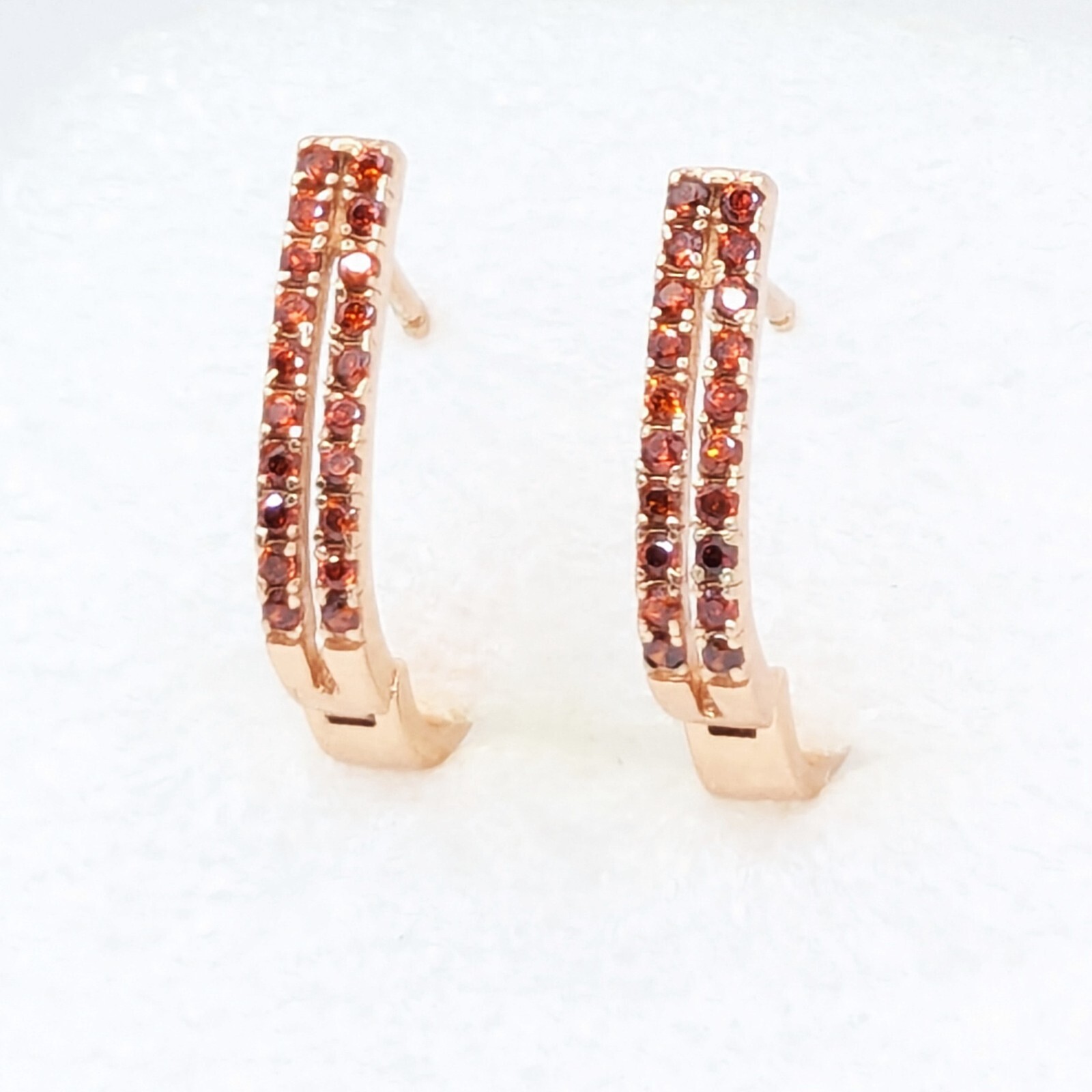 Vintage Luxury Earrings Sterling Silver 925 with Bright Red Stones -4.79g. | #16