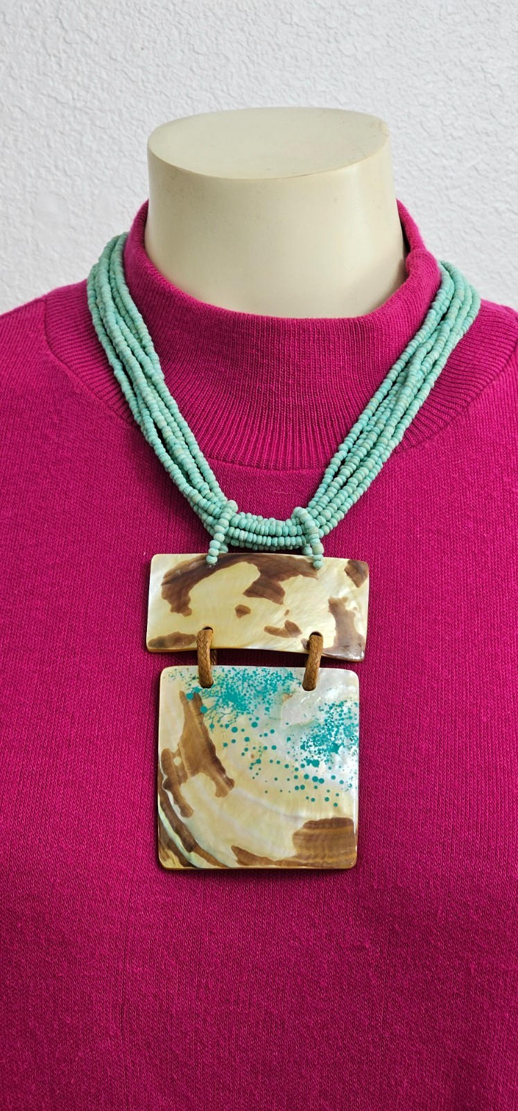 Made in the Philippines Rare necklace handmade and vintage made of seashell,