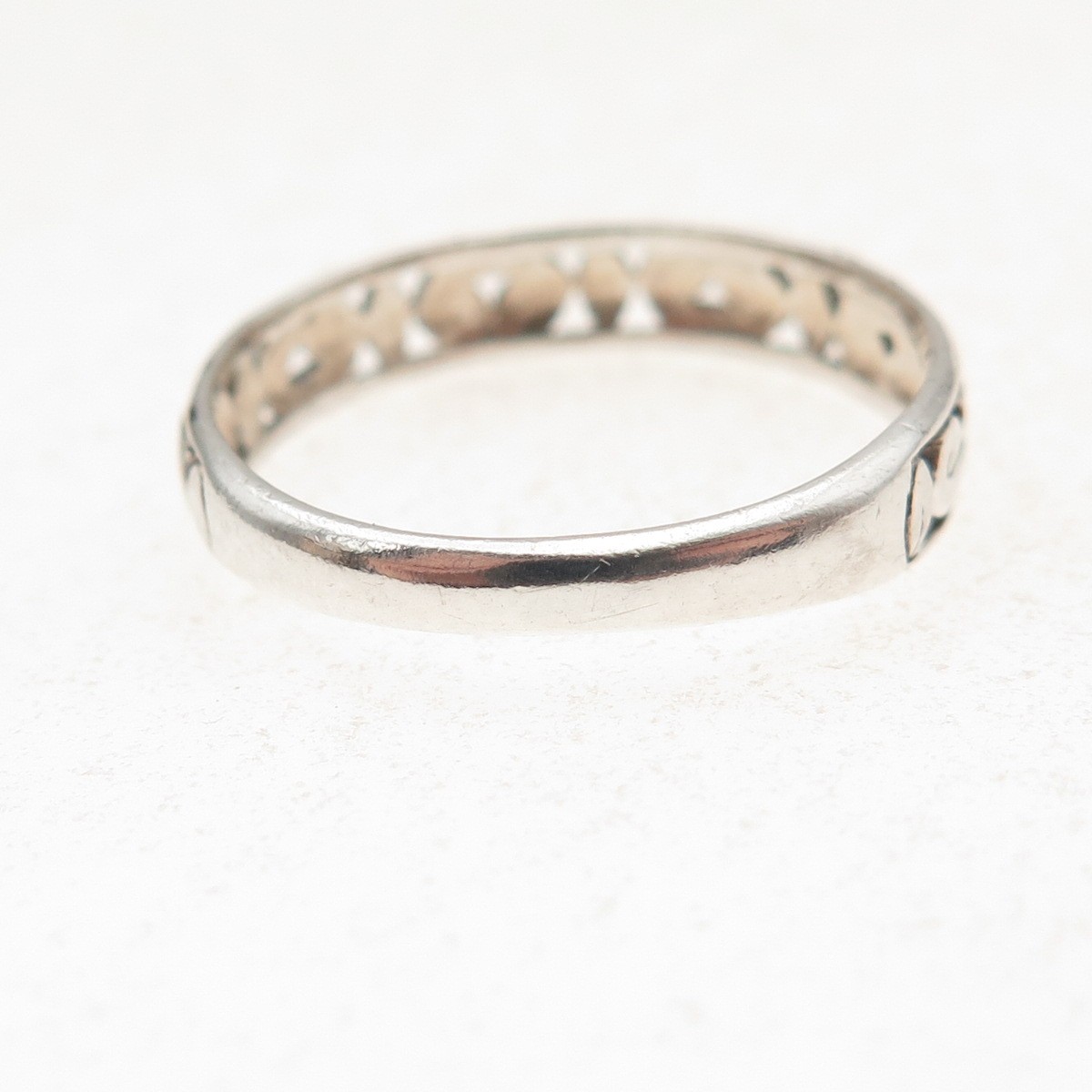 925 Sterling Silver Vintage Ornate Oxidized Band Ring Size 8.75