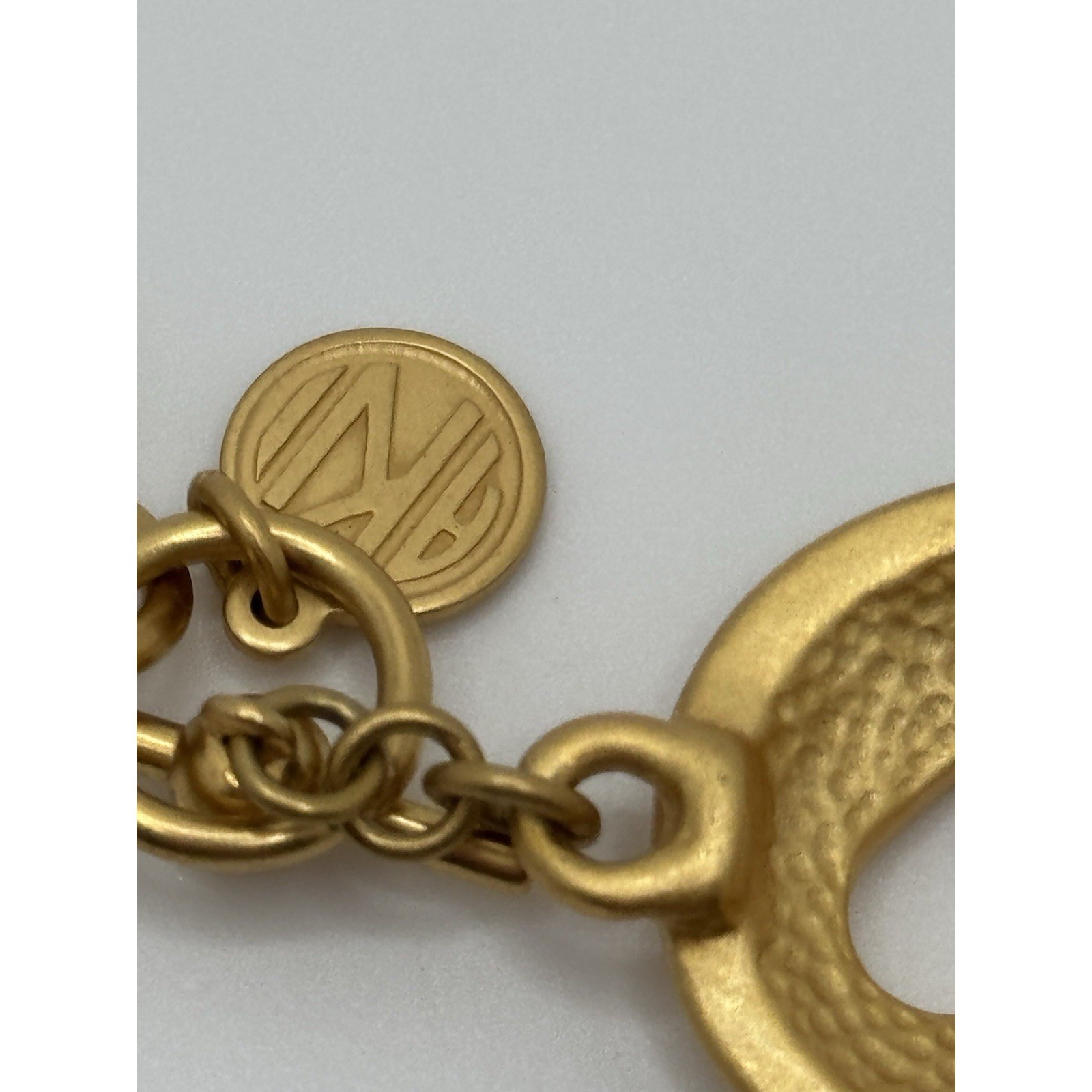 Vintage Anne Klein Necklace Matte Gold Tone Heart Star Moon Cut Out Round Link