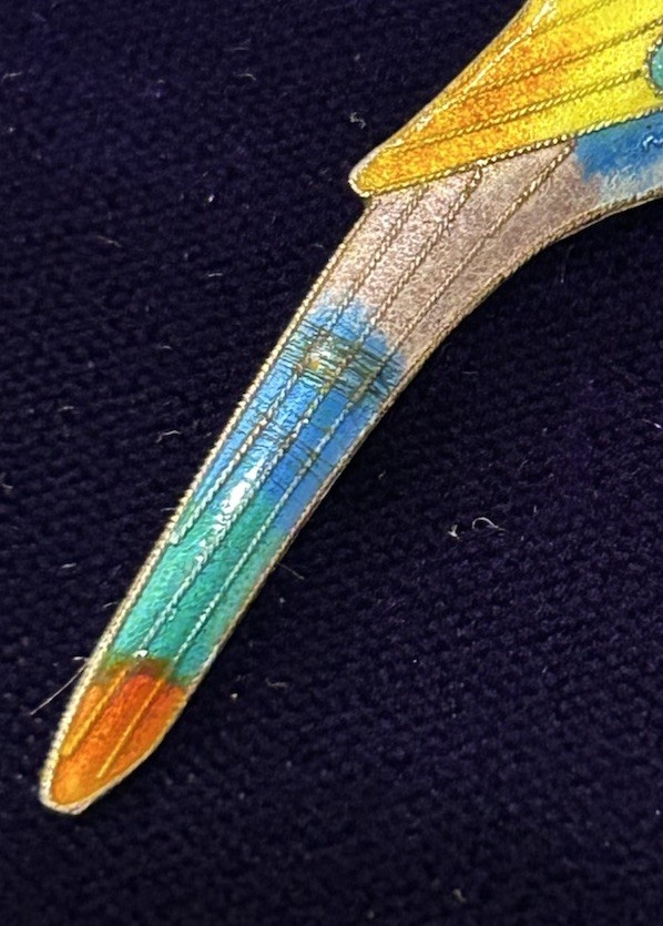 Vintage Antique Sterling Silver Colorful Enamel Parrot Bird Brooch Pin READ