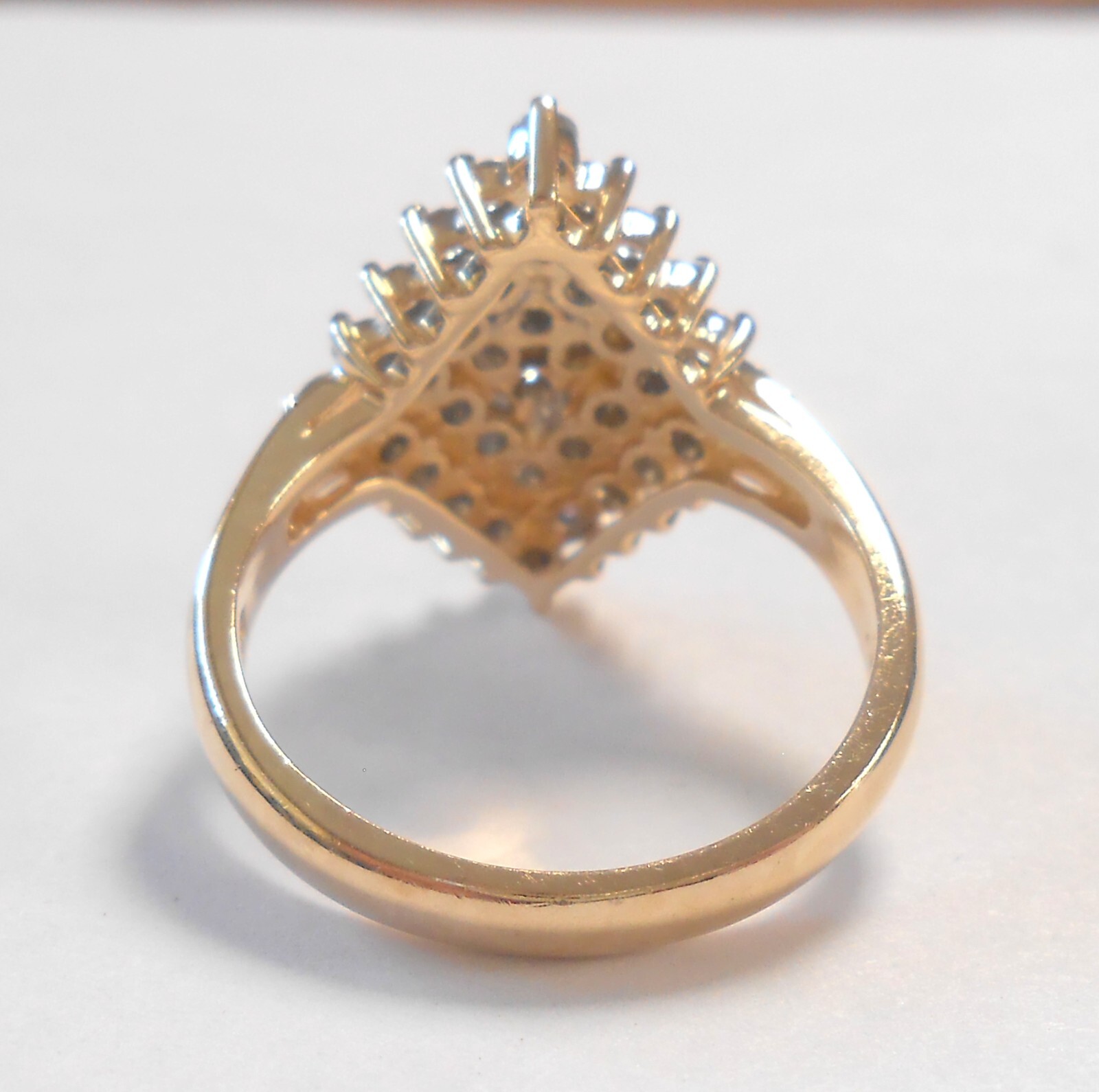 Wide 1.08ctw Champagne Diamond Cluster 10K Yellow White Gold Ring Size 6.75