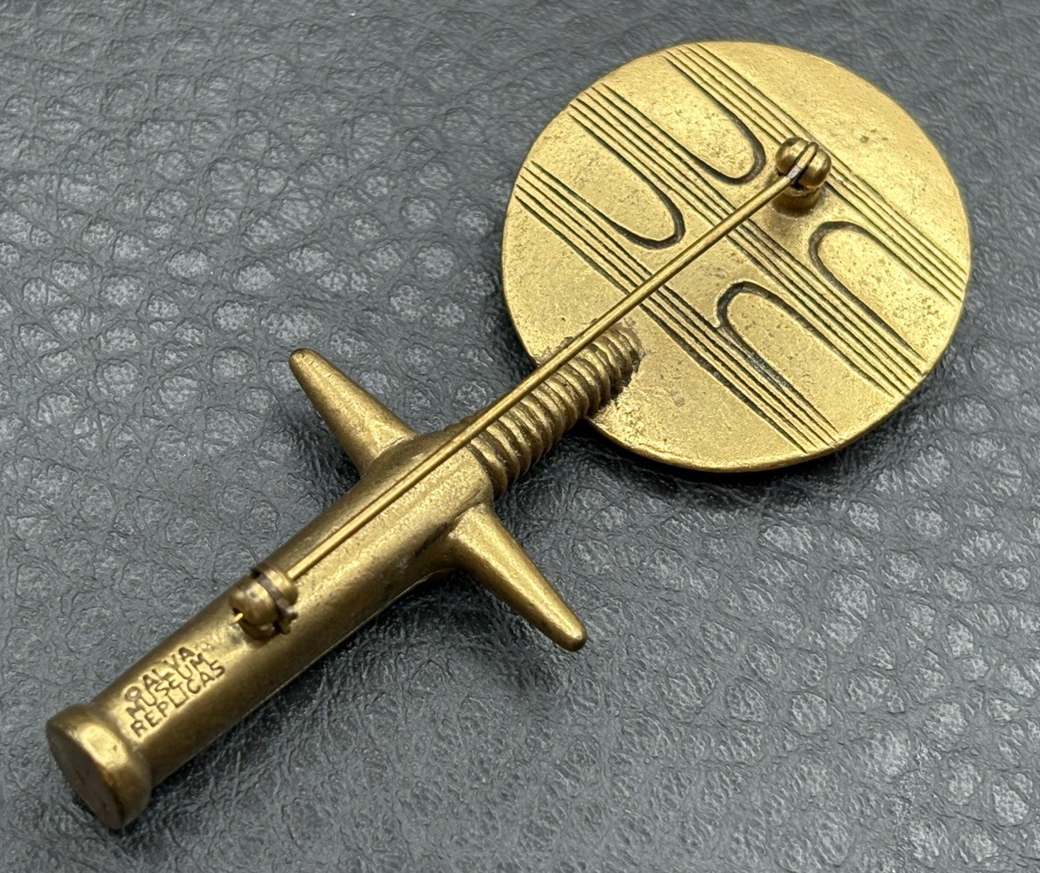 Vtg Signed ALVA Museum Replicas Goldtone Polished FERTILITY GODDESS Pendant
