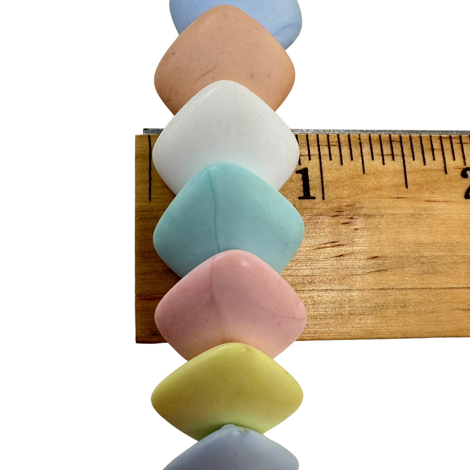 Vtg 1950s “Candy” Pastel Multi Color Overlapping Square Acrylic Bead Necklace