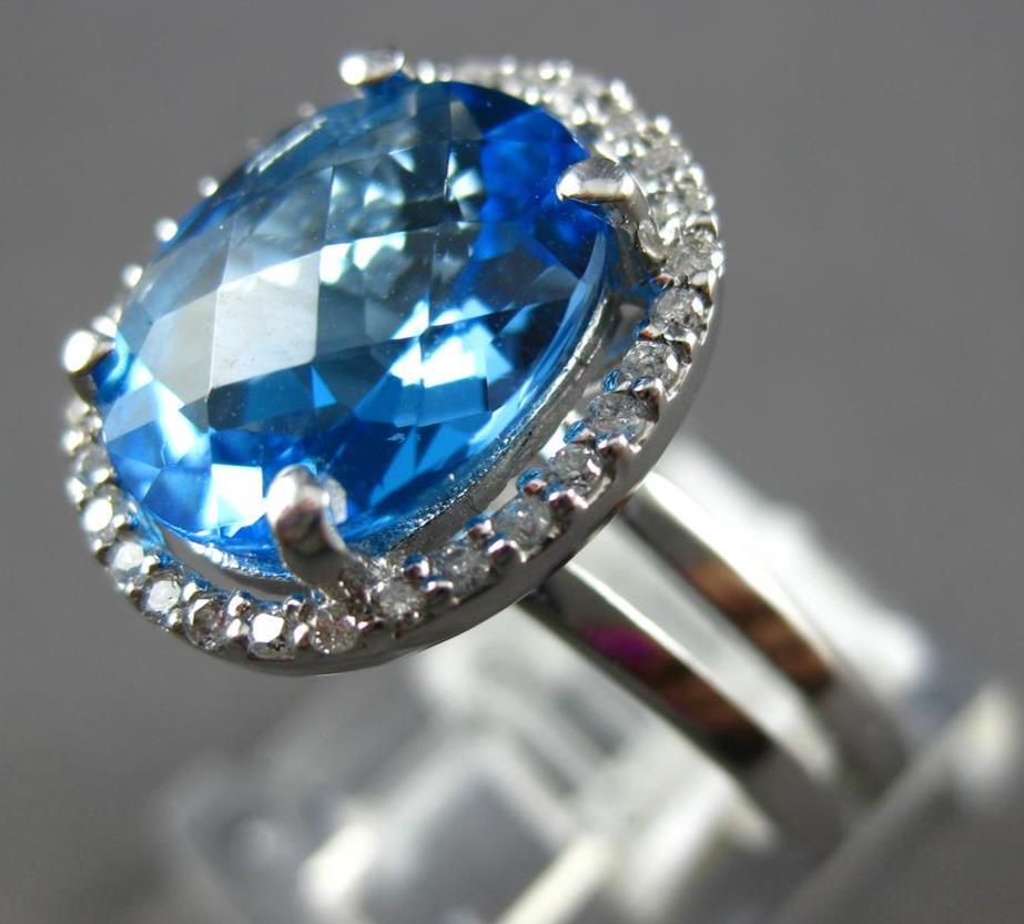 3.58CT DIAMOND & AAA BLUE TOPAZ 14KT WHITE GOLD 3D OVAL & ROUND ENGAGEMENT RING