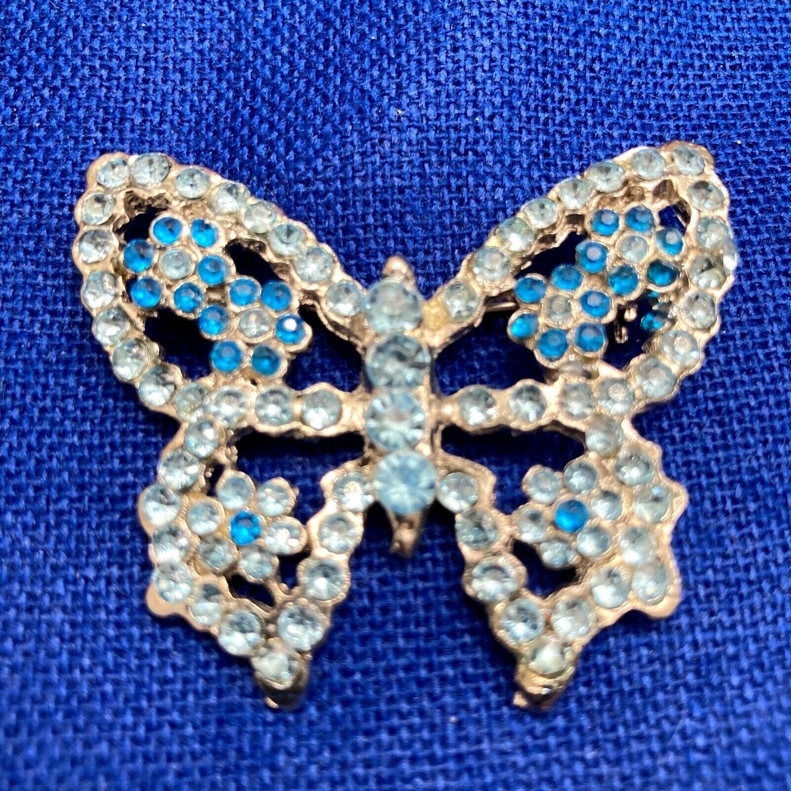 Butterfly Cobalt And Light Blue Estate Pin Brooch With Safety Clasp Vintage USA