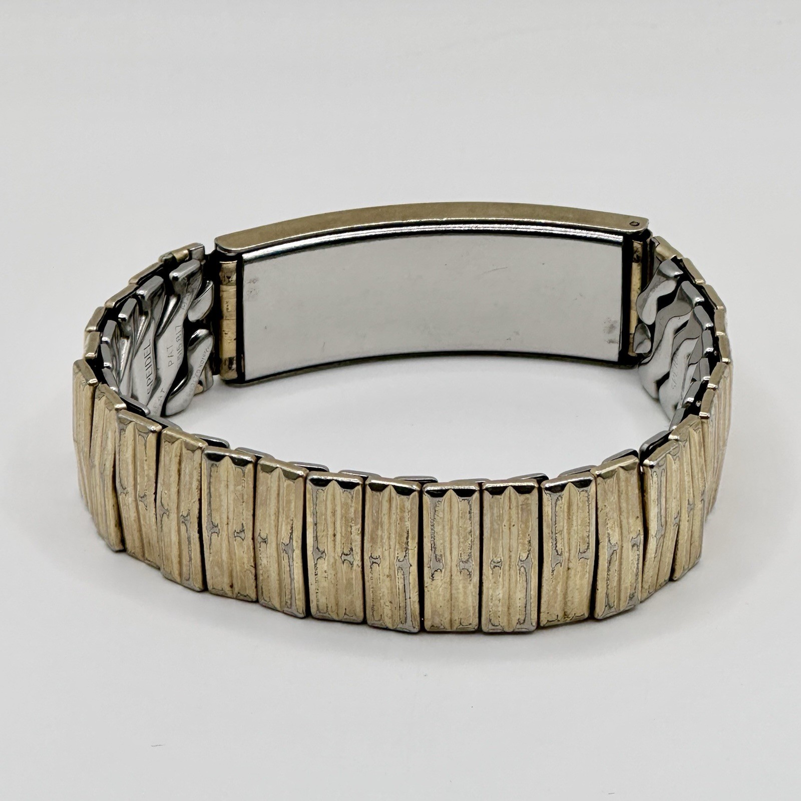 Vintage Speidel 10K Gold Filled ID Expansion Bracelet Stretch Band Monogram LEO