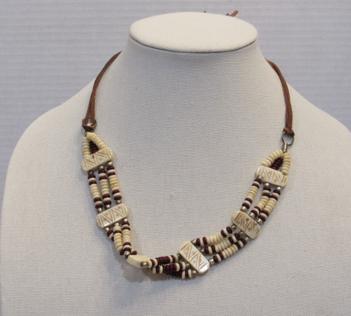 Vintage Multistrand Earthy Bead Necklace Natural Hippie Boho Skater Surfer Earth
