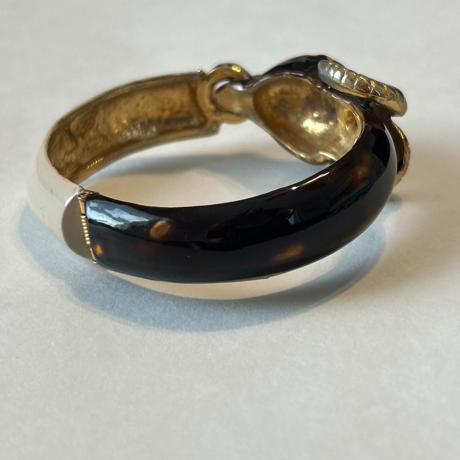 Vintage Original by Robert Ram Head Enamel Hinged Clamper Bracelet Aries Signed