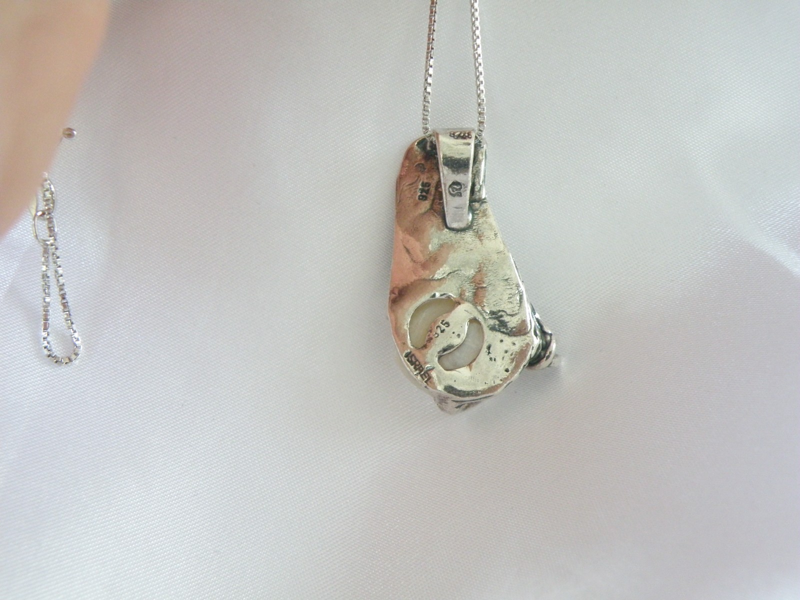 Brutalist Sterling Silver 925 Baroque Pearl Modernist Pendant Necklace