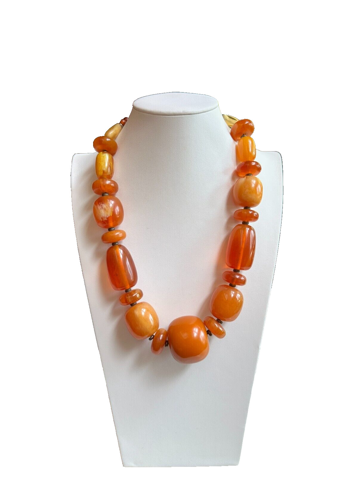 Exquisite Antique Baltic Amber Necklace in Butterscotch and Egg Yolk, 24 1/2″