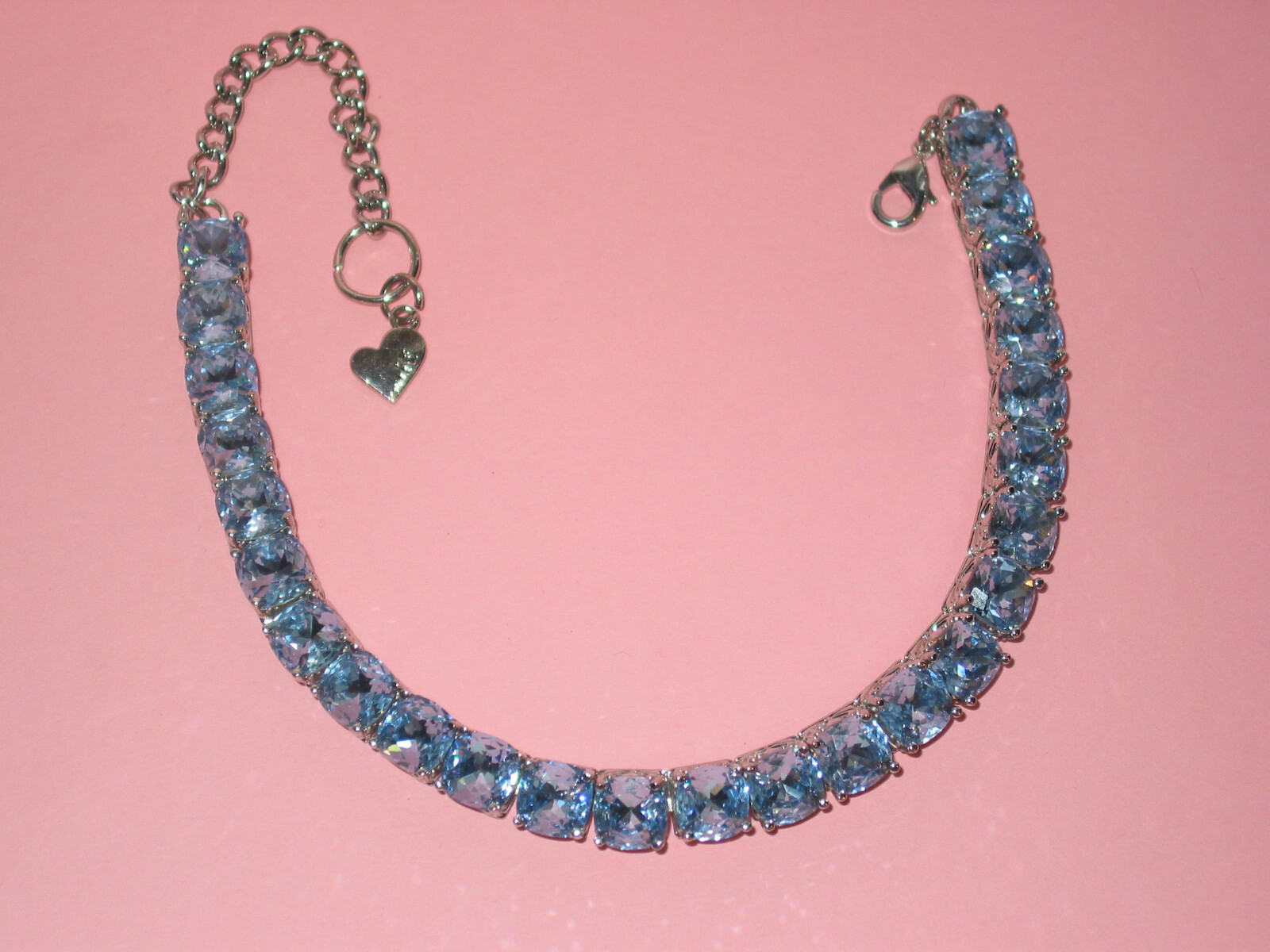 Lovely ENIF Faceted Blue Crystal Silver Tone Vintage Choker Necklace