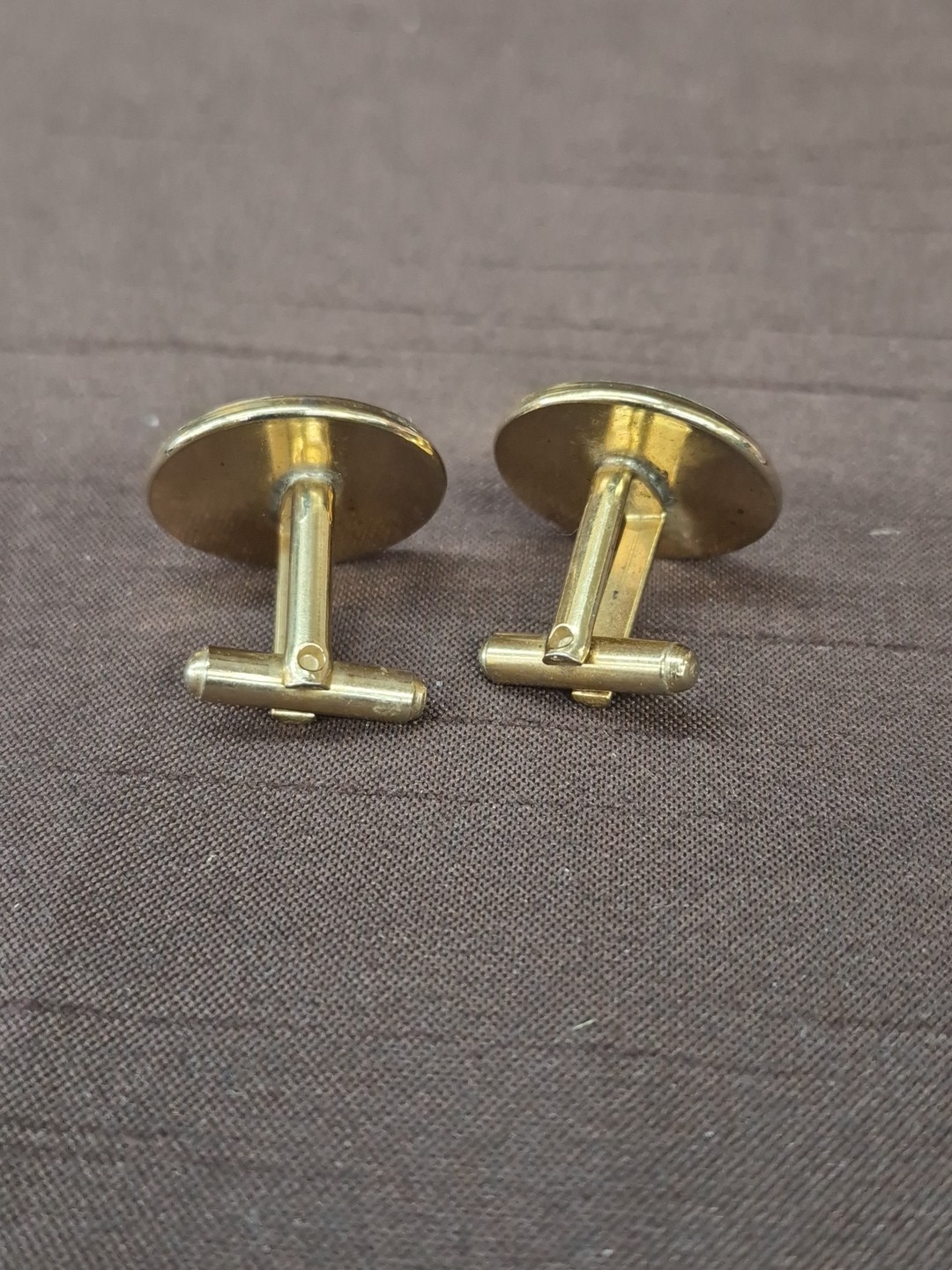 1937 Cufflinks Buffalo Indian Head Nickel Coins Set in Goldtone Bezel Mounting