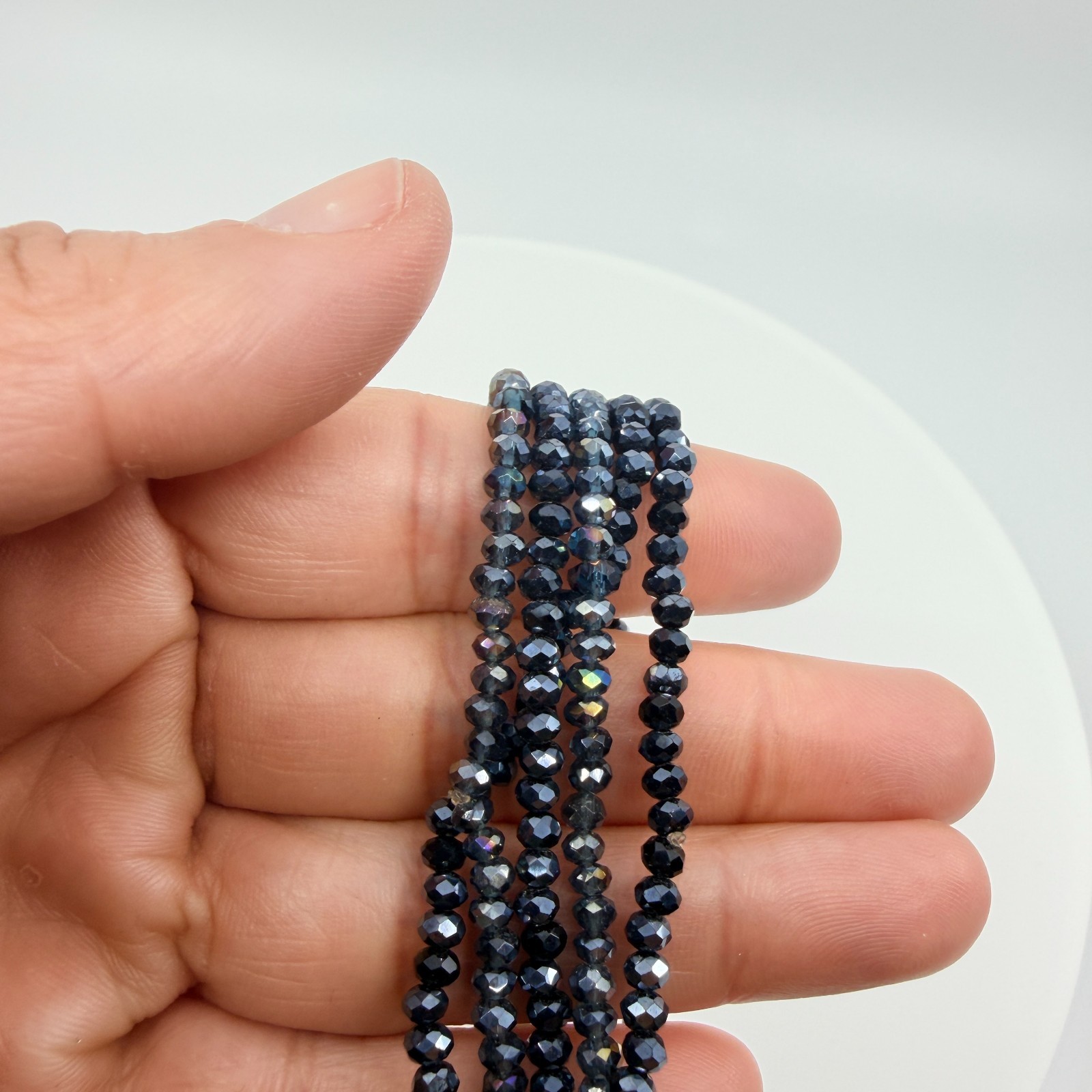 Vintage Navy Blue Crystal Beaded Multi Strand Wrap Bracelet Minimalist Boho Y2K