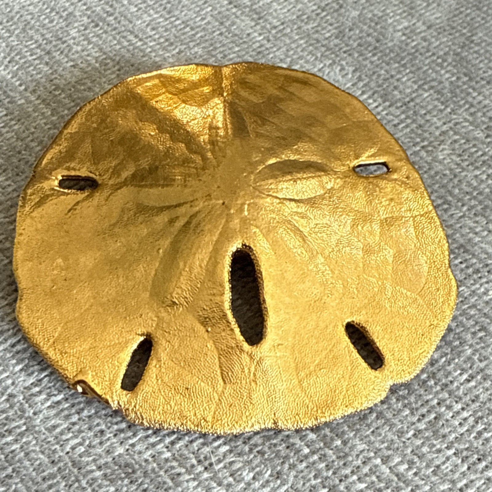 Vintage Large Brooch Pin Sand Dollar Gold Plated Estate Jewelry