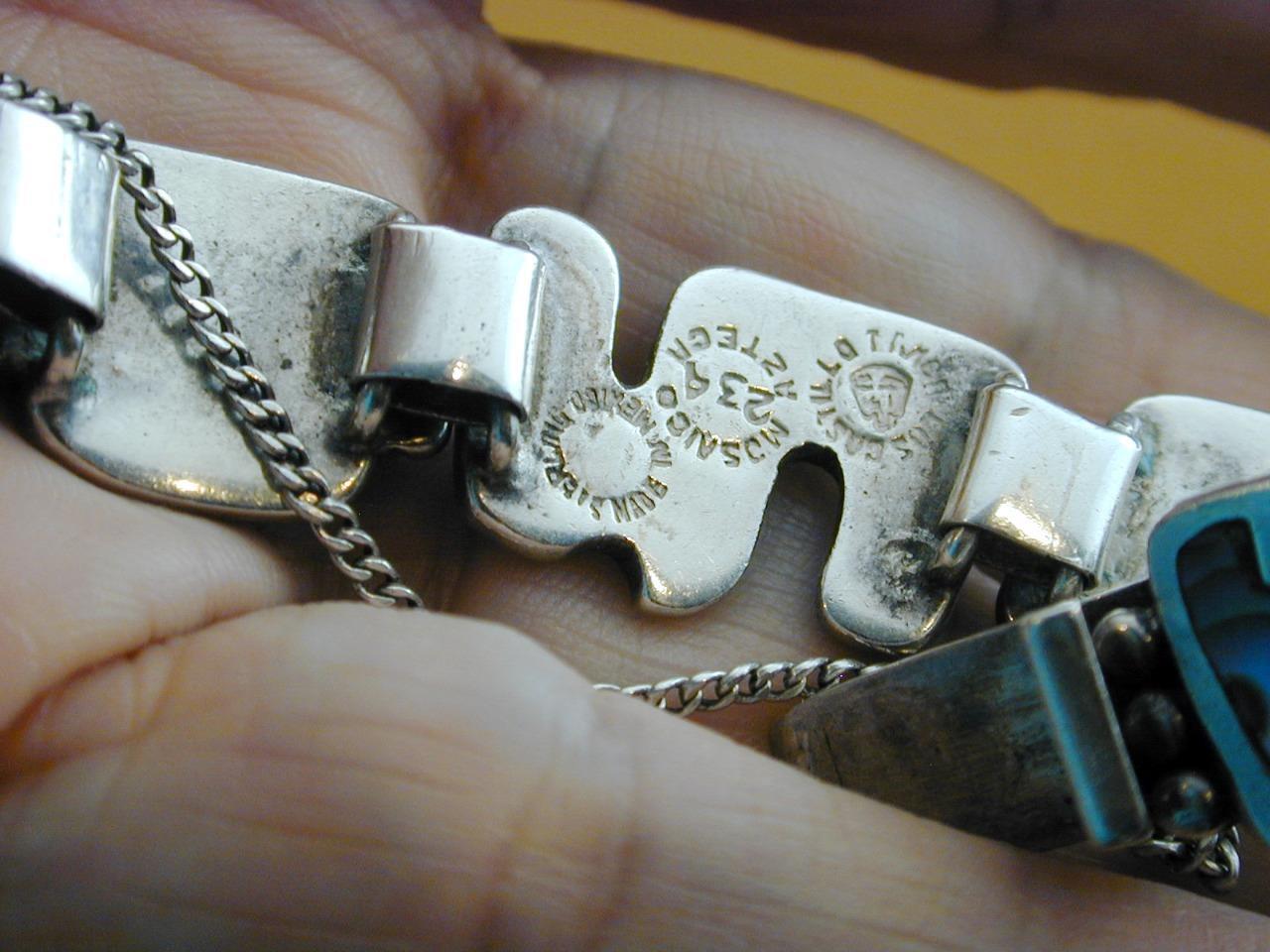 Early Los Castillo Mosaico Azteca Sterling Inlaid Abalone Bracelet Gorgeous