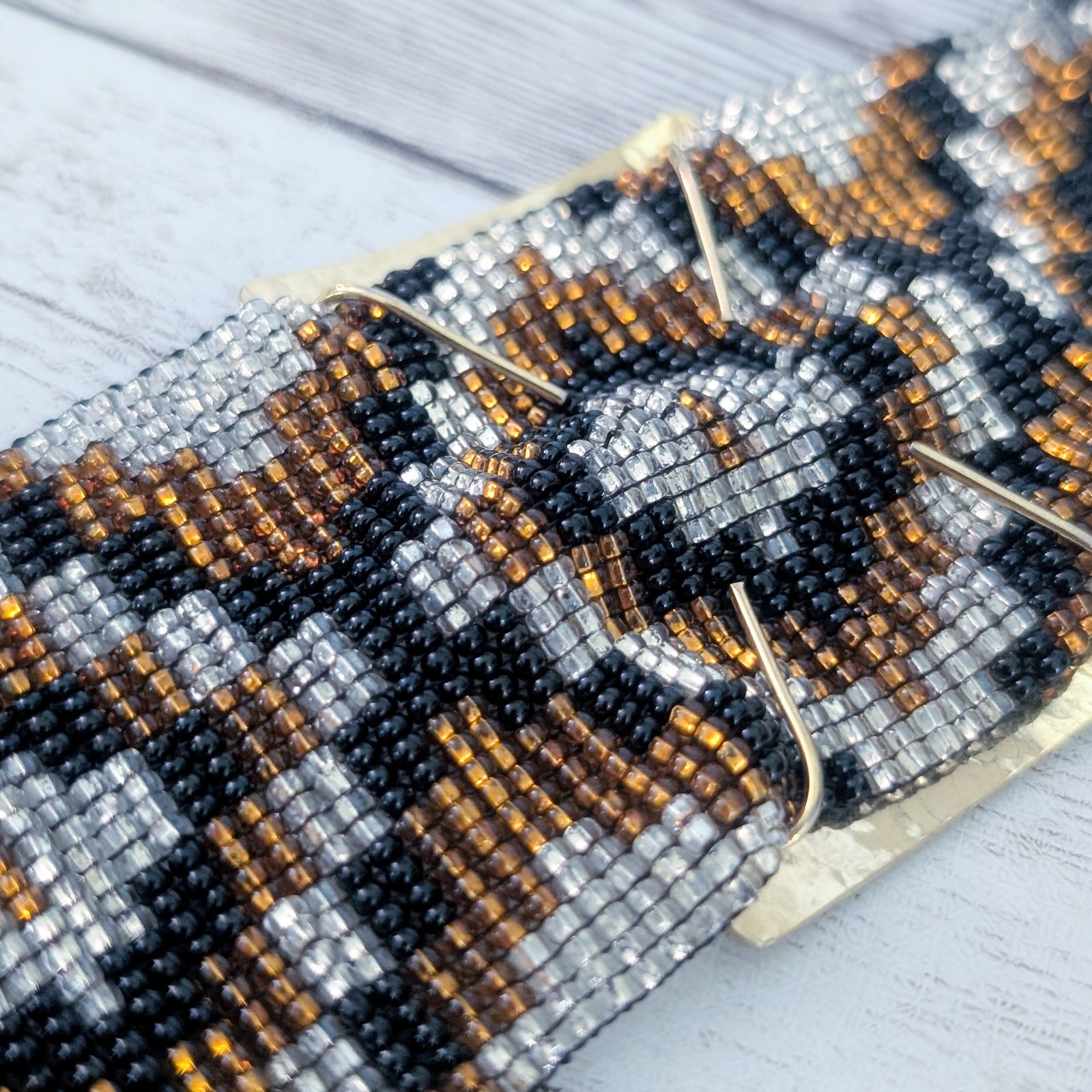 Vintage Bracelet Beaded with Gold Tone – Wide Bracelet