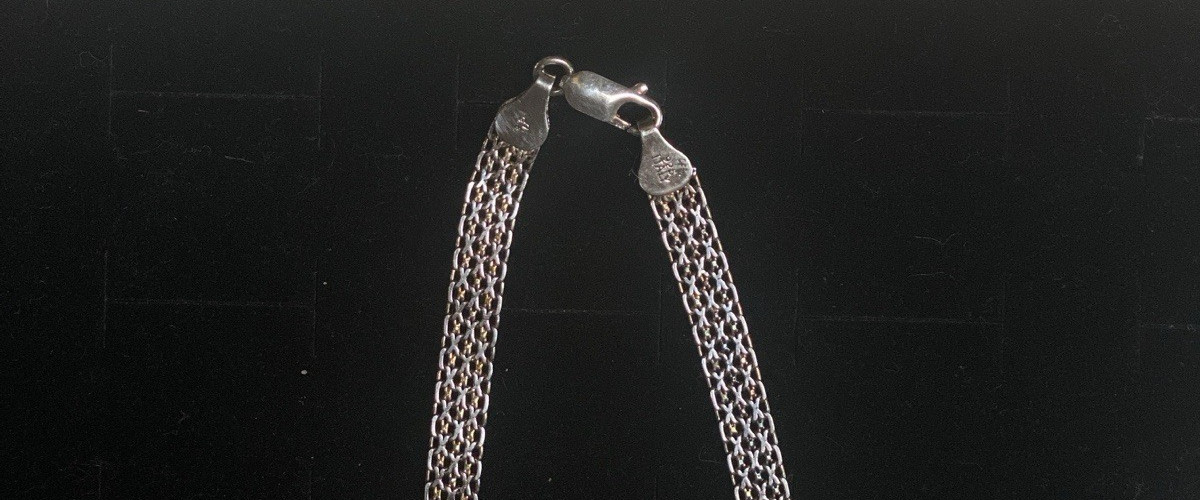 Vintage IBB 925 Sterling Silver Italy Flat Woven Mesh Chain Necklace 17″ (10.88)